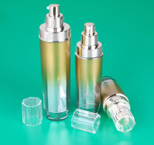 high end cosmetic plastic package gold round acrylic cosmetic bottles cosmetic package set wholesale