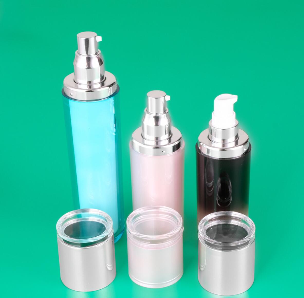 Luxury Double Wall Cosmetic Packaging Set Customized Plastic Acrylic Airless Pump Lotion Bottles and Cream Jars