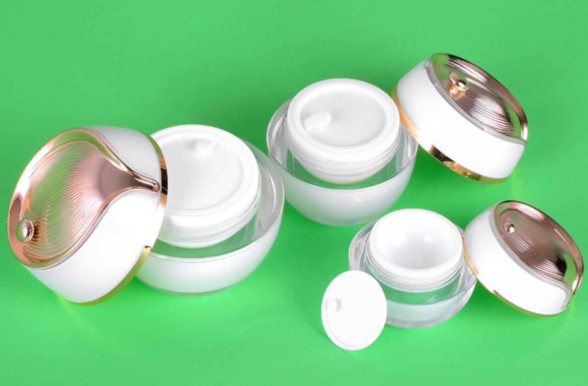 Top Quality Acrylic Set white Lotion Bottles Face Cream Jar Packaging Skincare Cosmetic Container