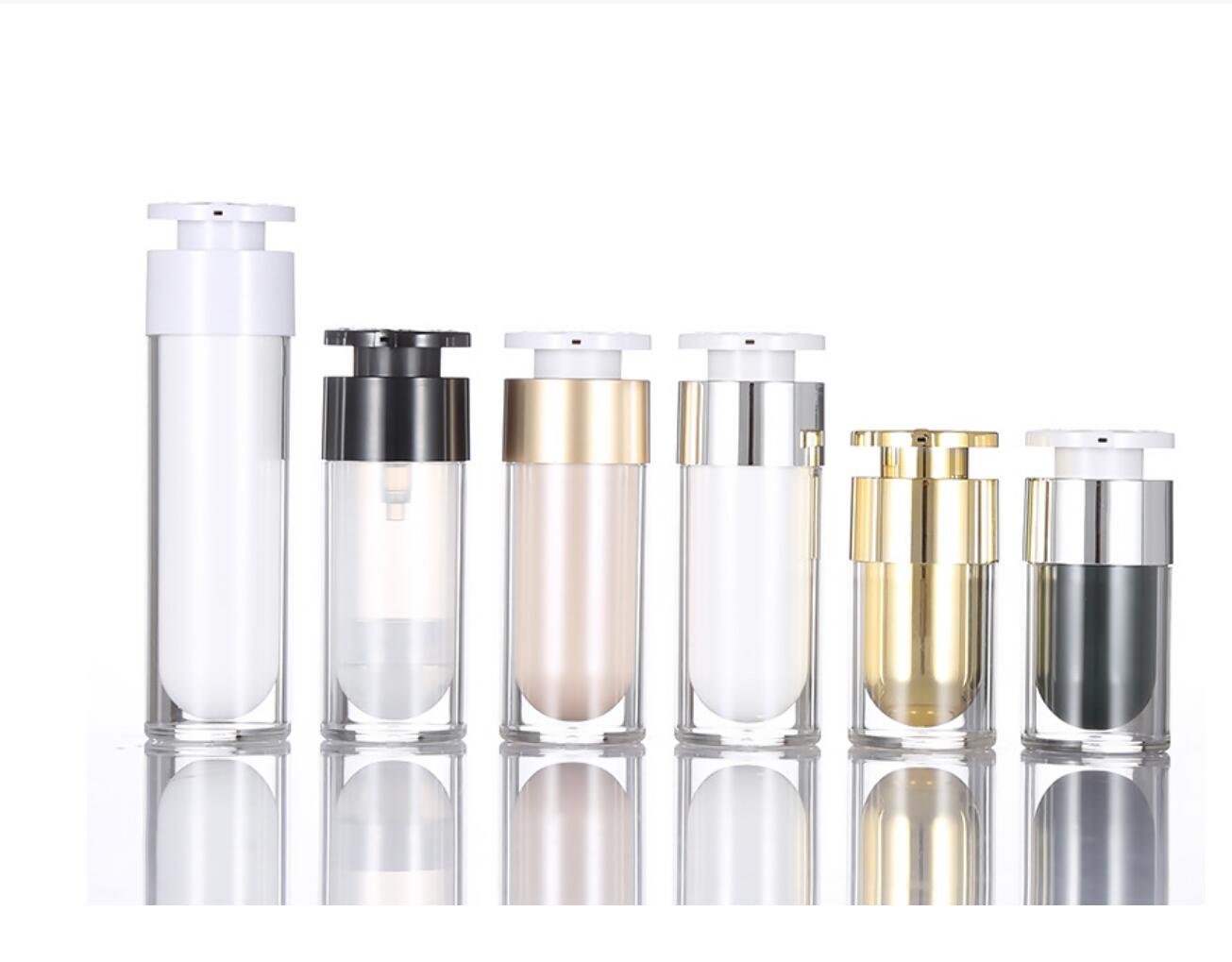 Wholesale airless cosmetic bottle 15ml 30ml 50ml airless pump bottle cosmetic plastic bottle