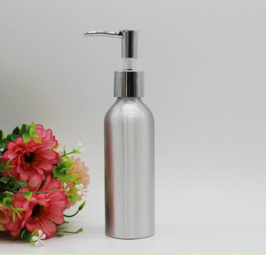 matte silver spray metal cosmetic cleaner skin spray 100ml 250ml 300ml 500ml aluminum pump bottles lotion shampoo