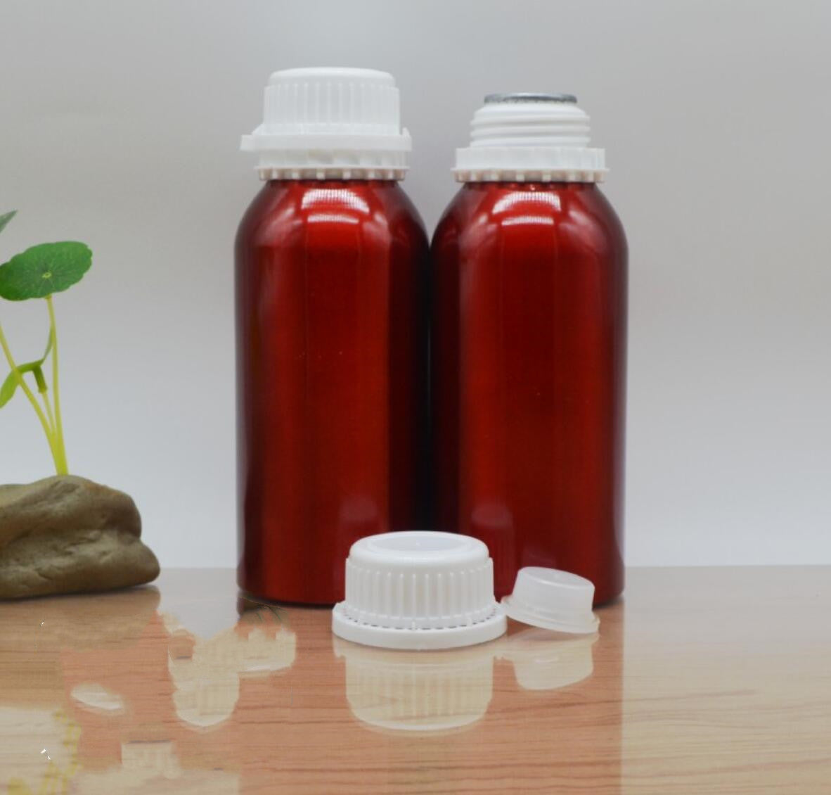 Red aluminum oil bottle  500ml green essential oil bottle aluminum package wholesale