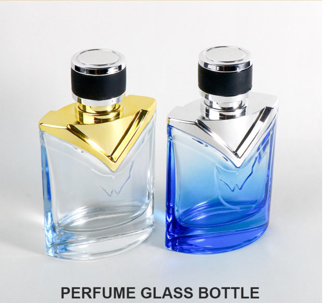 Luxury recyclable  100ml frosted clear  glass perfume bottle with pump spray cap