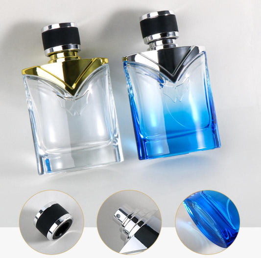 Luxury recyclable  100ml frosted clear  glass perfume bottle with pump spray cap